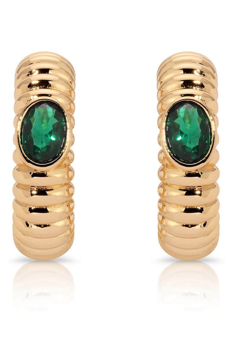 Contemporary Large Textured Hoop Earrings, Main, color, GREEN