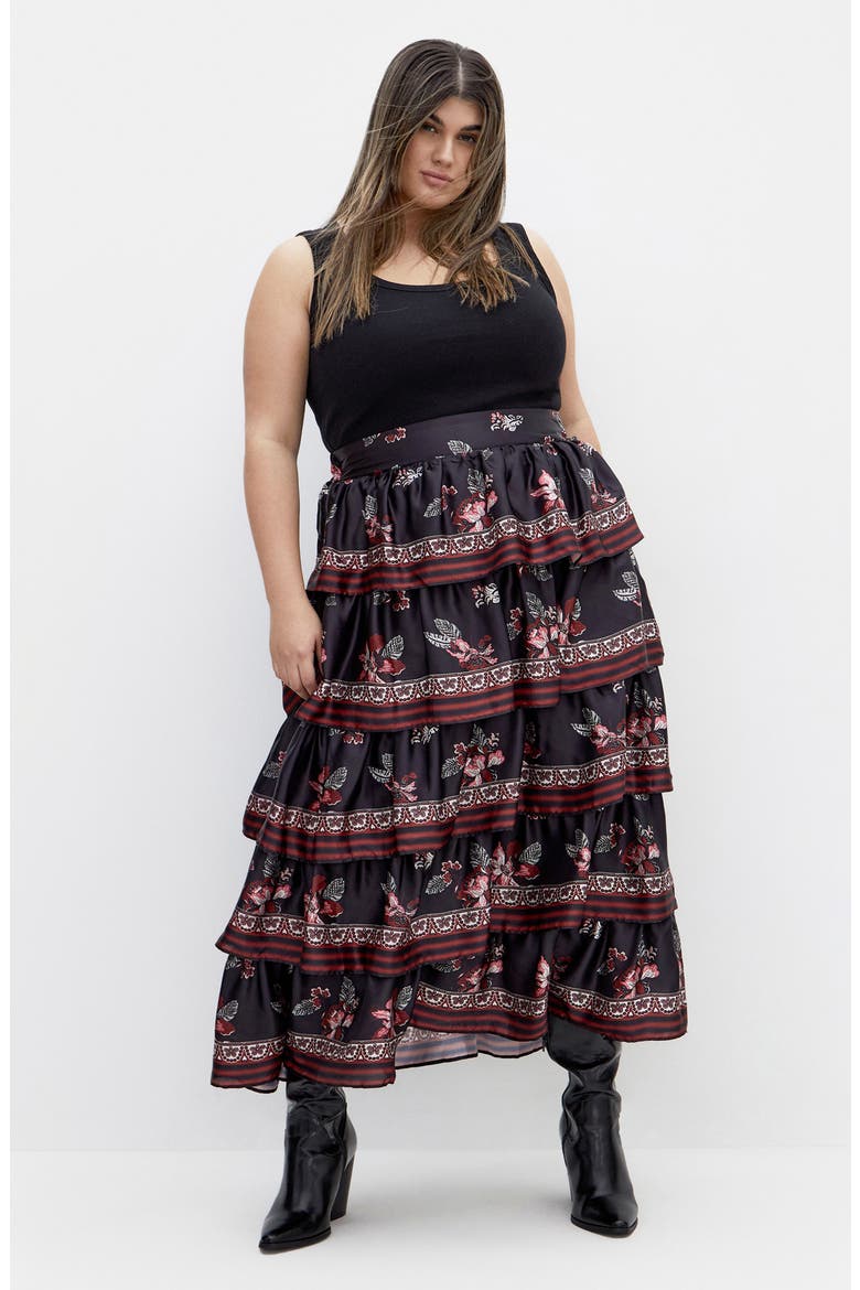 Drama Floral Ruffle Tiered Maxi Skirt, Alternate, color, FLORAL