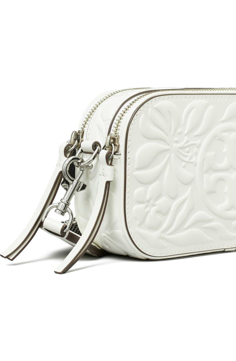 Tory Burch Miller Floral Embossed Mini Leather Crossbody Bag, Alternate, color,