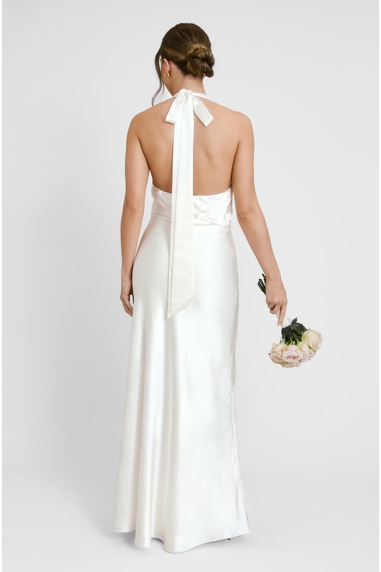 Plunge Knot Neck Scarf Bridesmaid Dress, Alternate, color, Ivory