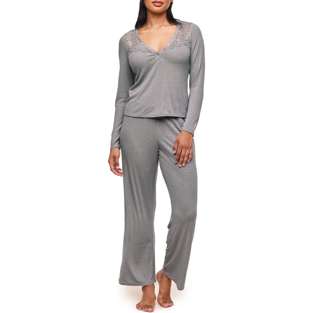 Adore Me Zahra Pajama Lounge Set In Dark Grey