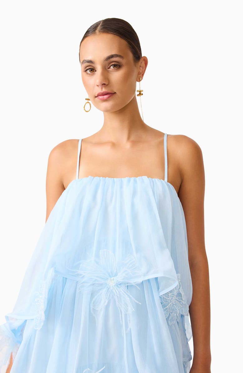 Elliatt Zadie Tiered Appliqué Chiffon Gown, Alternate, color, Blue