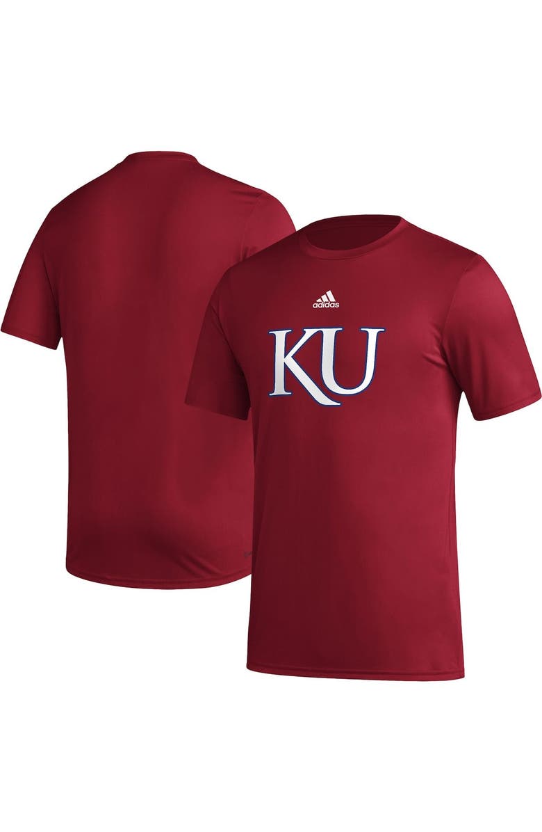 adidas Men's adidas Red Kansas Jayhawks Basics Secondary Pre-Game AEROREADY T-Shirt, Main, color,