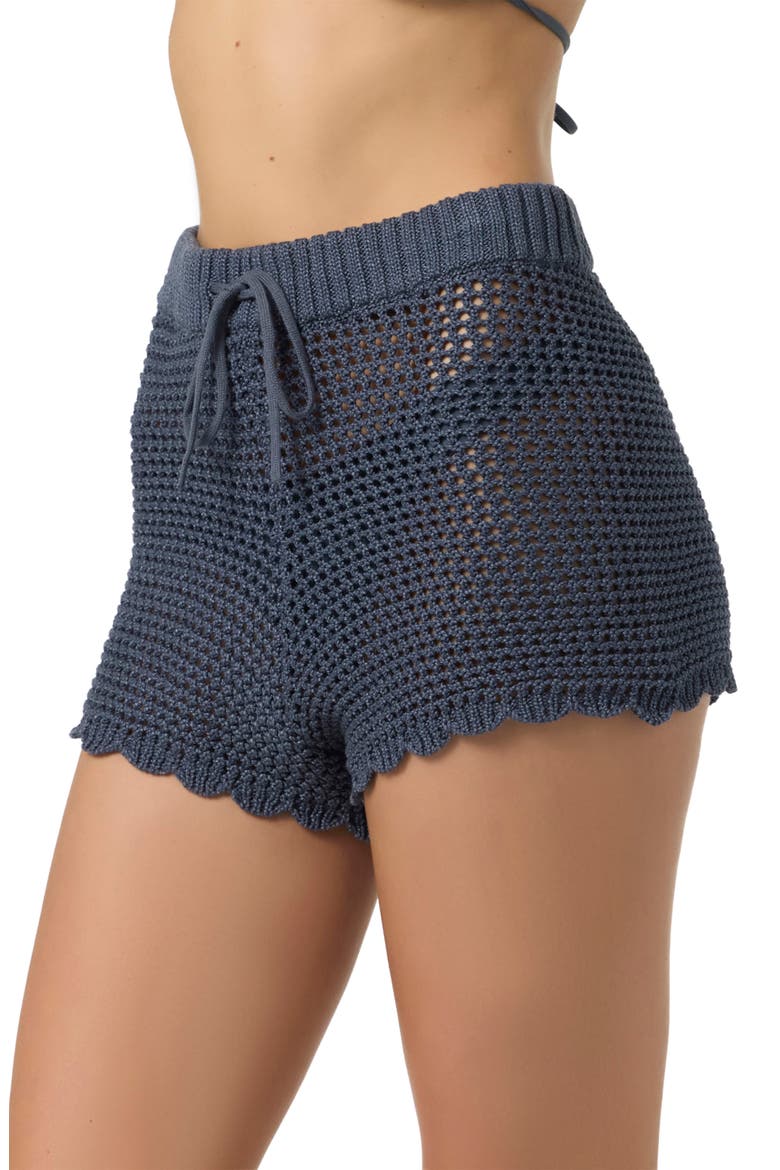 Consuelo Open Stitch Cover-Up Shorts, Alternate, color, SLATE