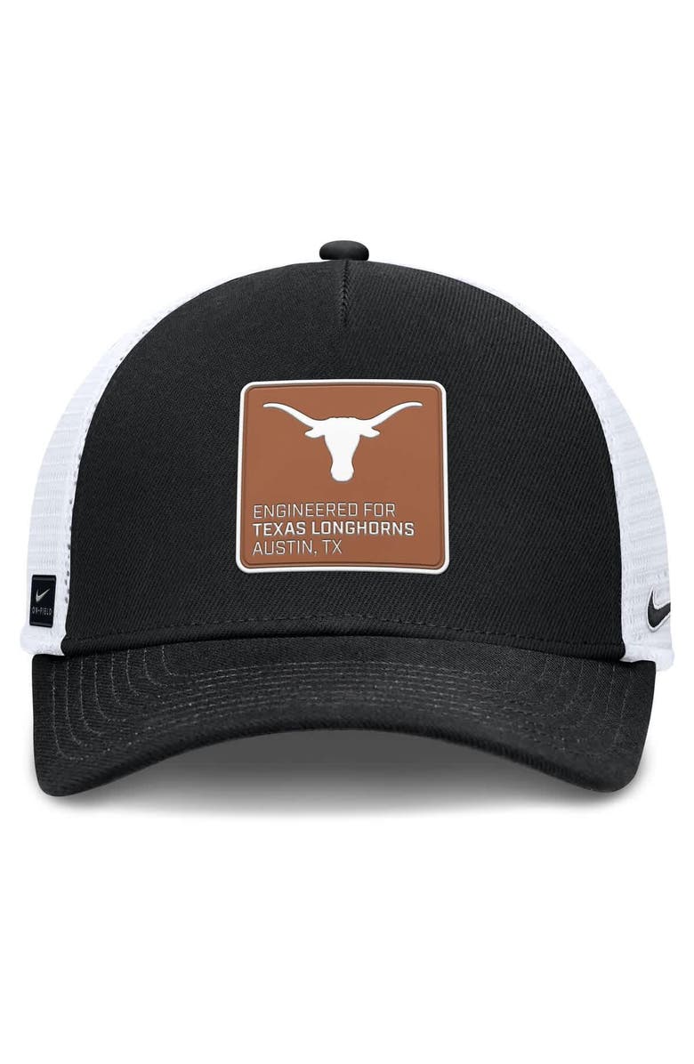 Nike Men's Nike  Black/White Texas Longhorns 2025 On-Field Rise Engineered Trucker Adjustable Hat, Alternate, color, 