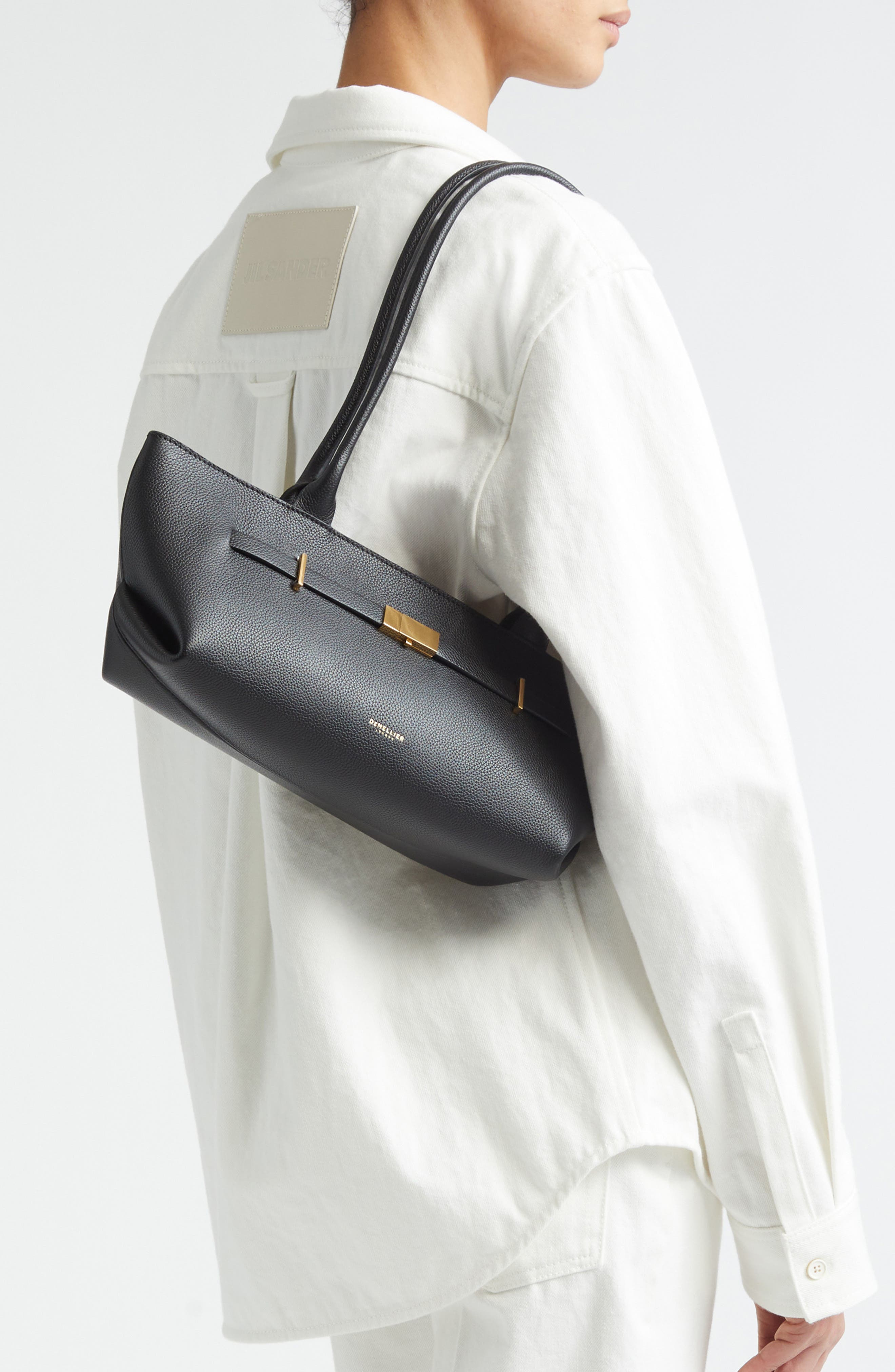 DeMellier The New York Leather Shoulder Bag, Alternate, color, Black