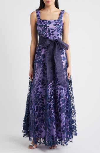 Embroidered Floral Illusion Ballgown