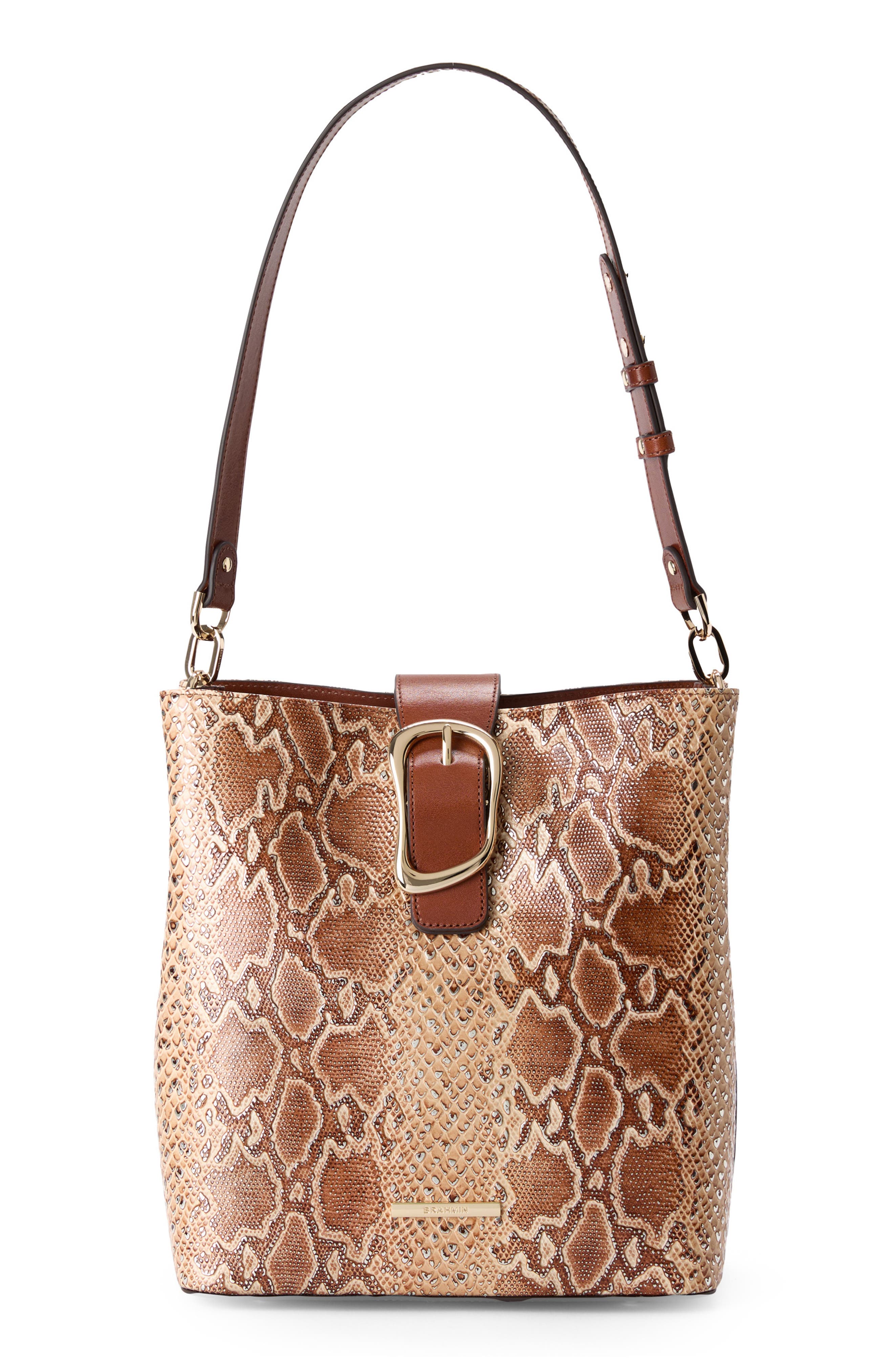 Brahmin Celina Snake Embossed Leather Shoulder Bag, Main, color, 