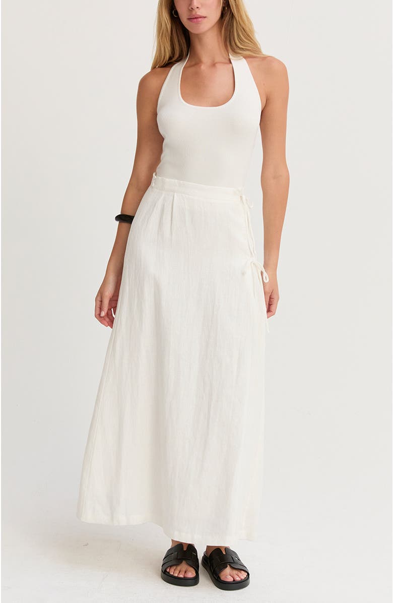 CRESCENT Faux Wrap Linen Maxi Skirt, Alternate, color,