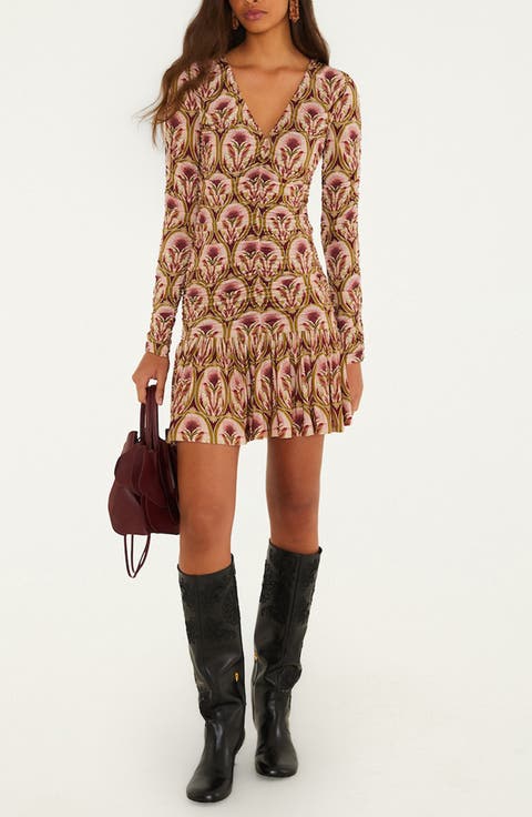 Garden Medallion Long Sleeve Minidress