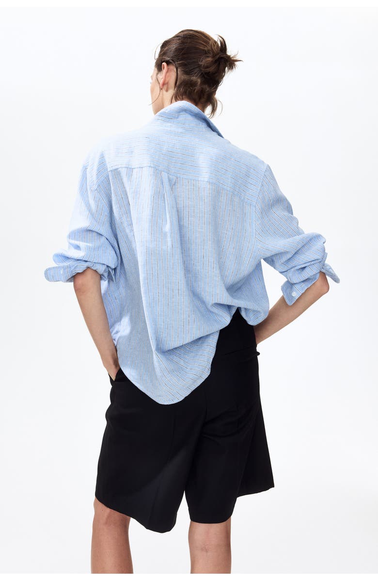 H&M Linen-blend Shirt, Alternate, color, Light Blue/Striped