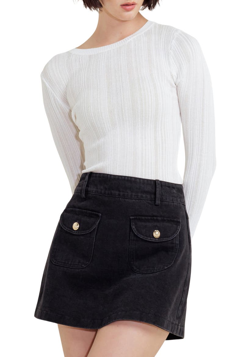 Rib Long Sleeve Top, Main, color, WHITE