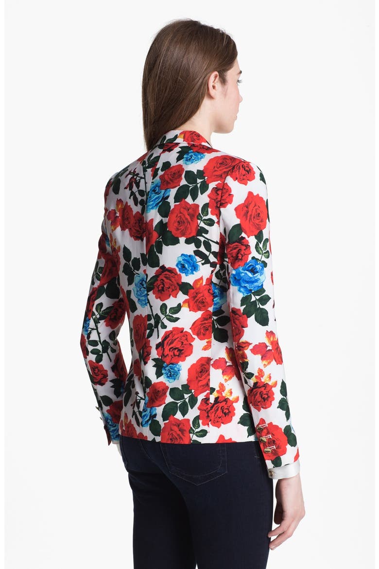 Rose Print Blazer, Alternate, color, NEW IVORY