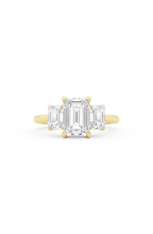 Everyday By Hautecarat Emerald-cut Lab Grown Diamond 3-stone Engagement Ring In 14k Yellow Gold
