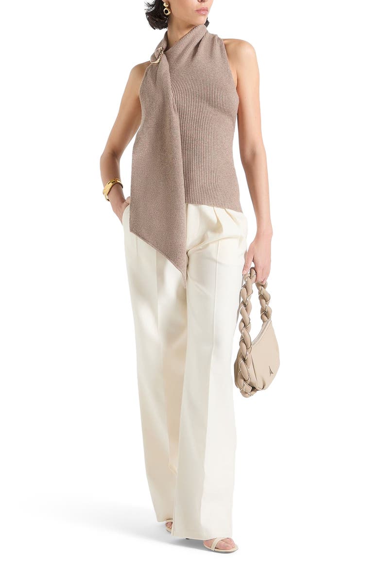 Elodie Knitted Draped Halterneck Top, Main, color, Taupe