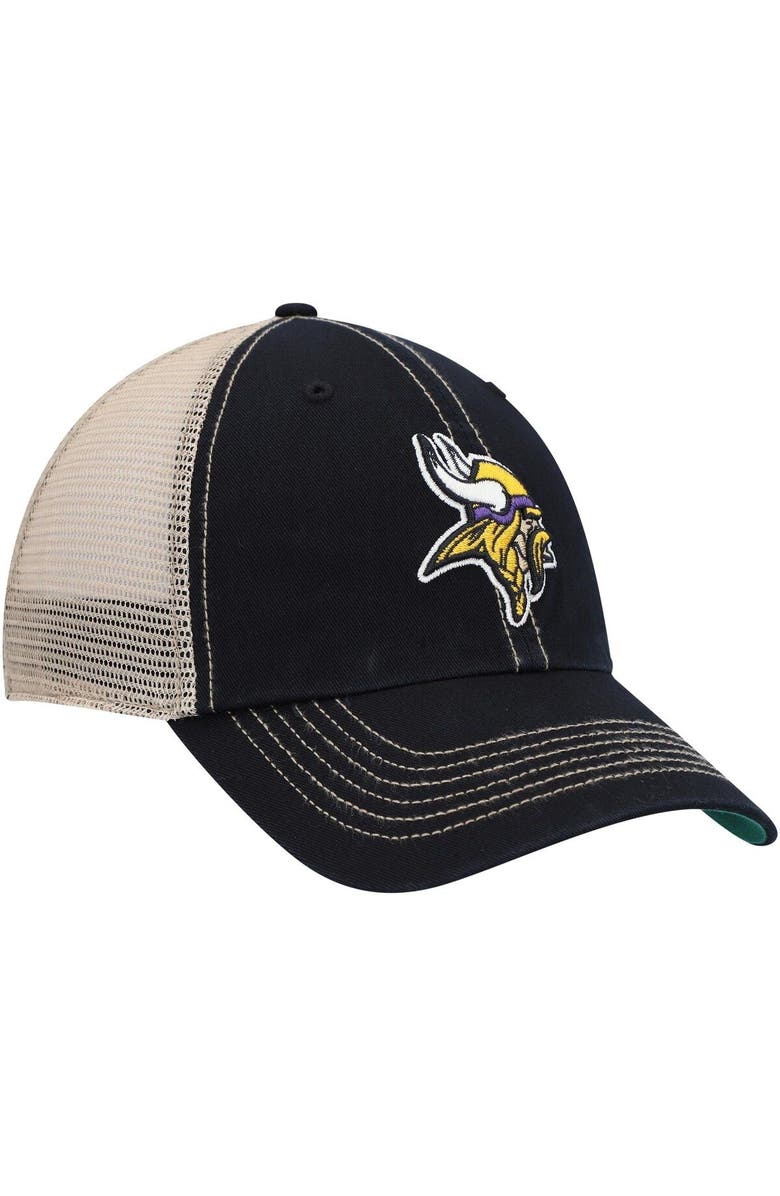 '47 Men's '47 Black/Natural Minnesota Vikings Trawler Trucker Clean Up Snapback Hat, Alternate, color,