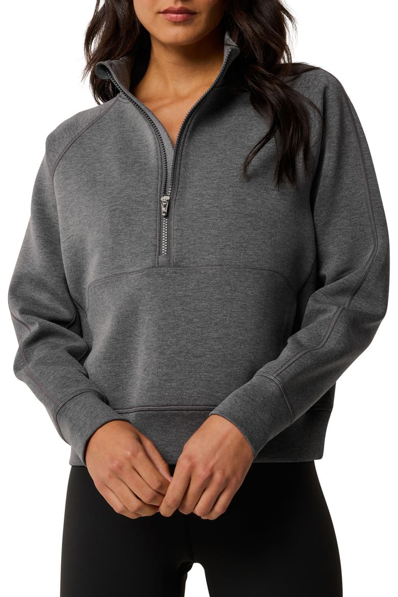 Kristina Mélange Half Zip Sweatshirt, Main, color, SMOKE HEATHER