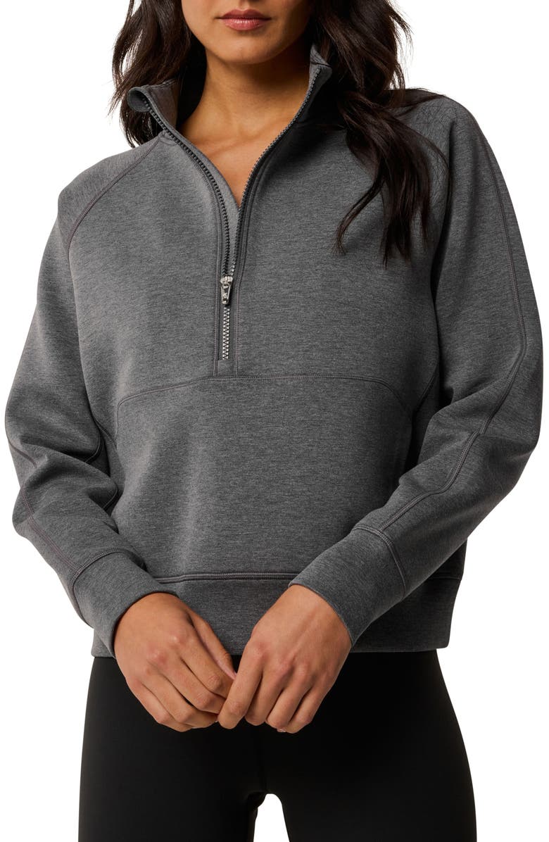Greyson Kristina Mélange Half Zip Sweatshirt, Main, color, Smoke Heather