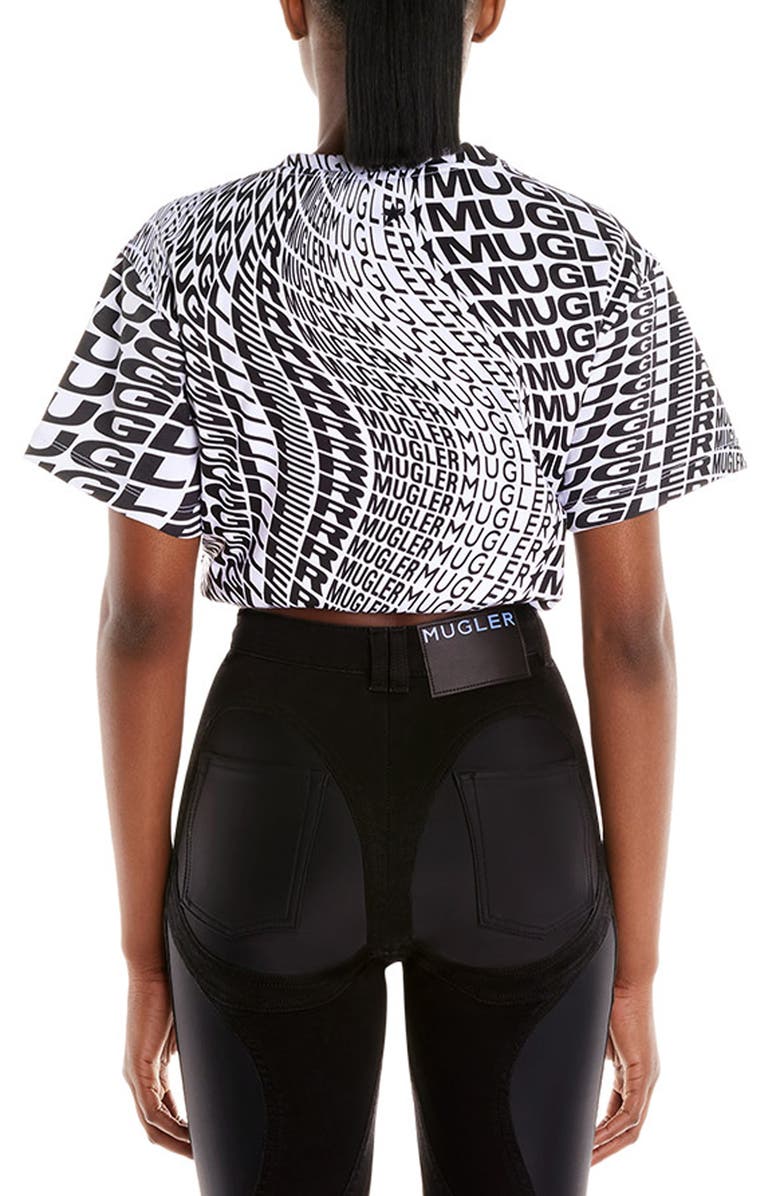 MUGLER Swirling Mugler Crop Organic Cotton Logo Tee, Alternate, color, 
