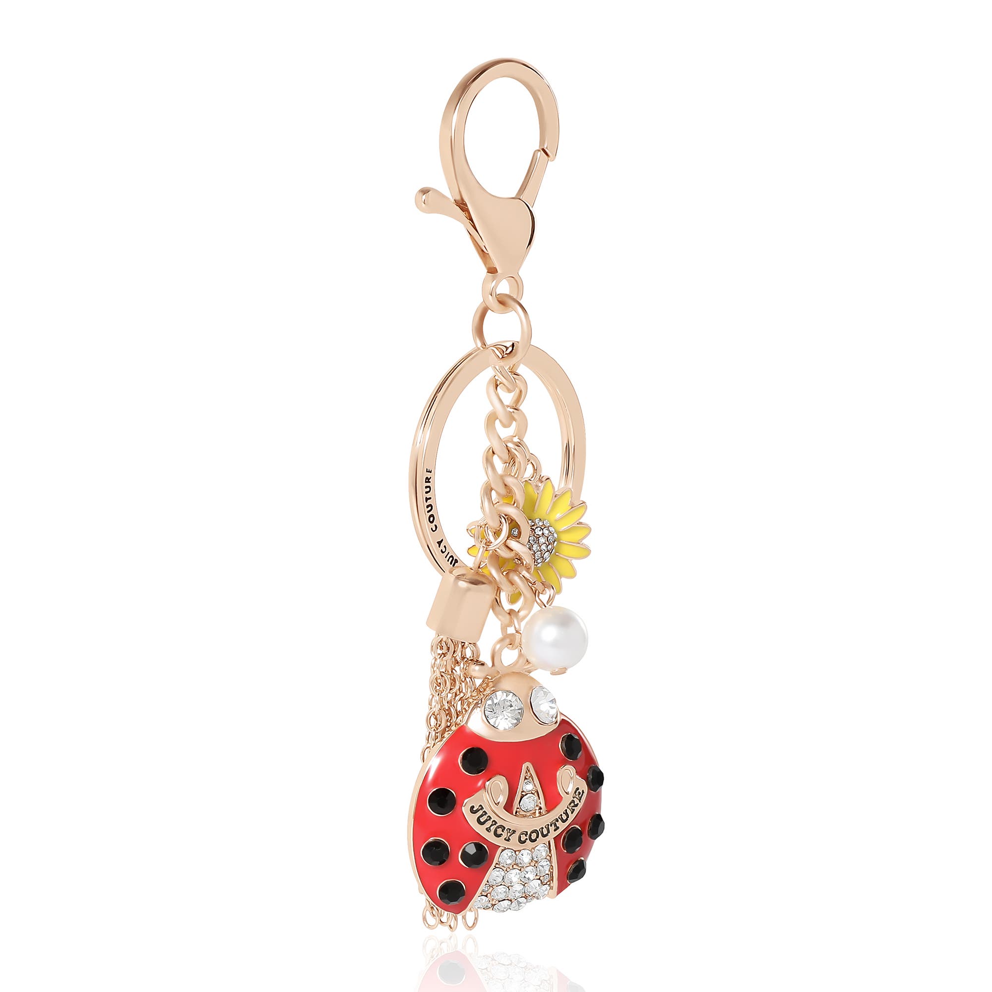 Juicy Couture Lucky Ladybug Charm Travel Keychain, Alternate, color, Red, Gold