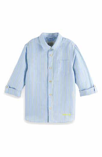 Scotch & Soda Kids' Stripe Linen & Cotton Button-Up Shirt