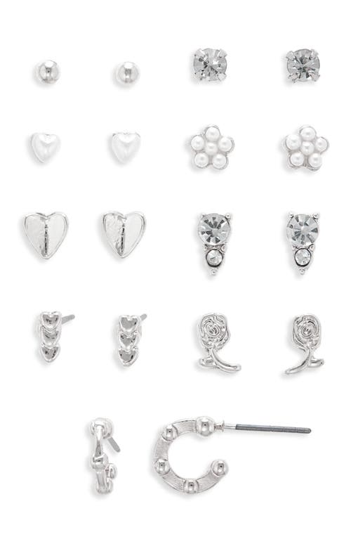 BP. Set of 9 Earrings in Rhodium 