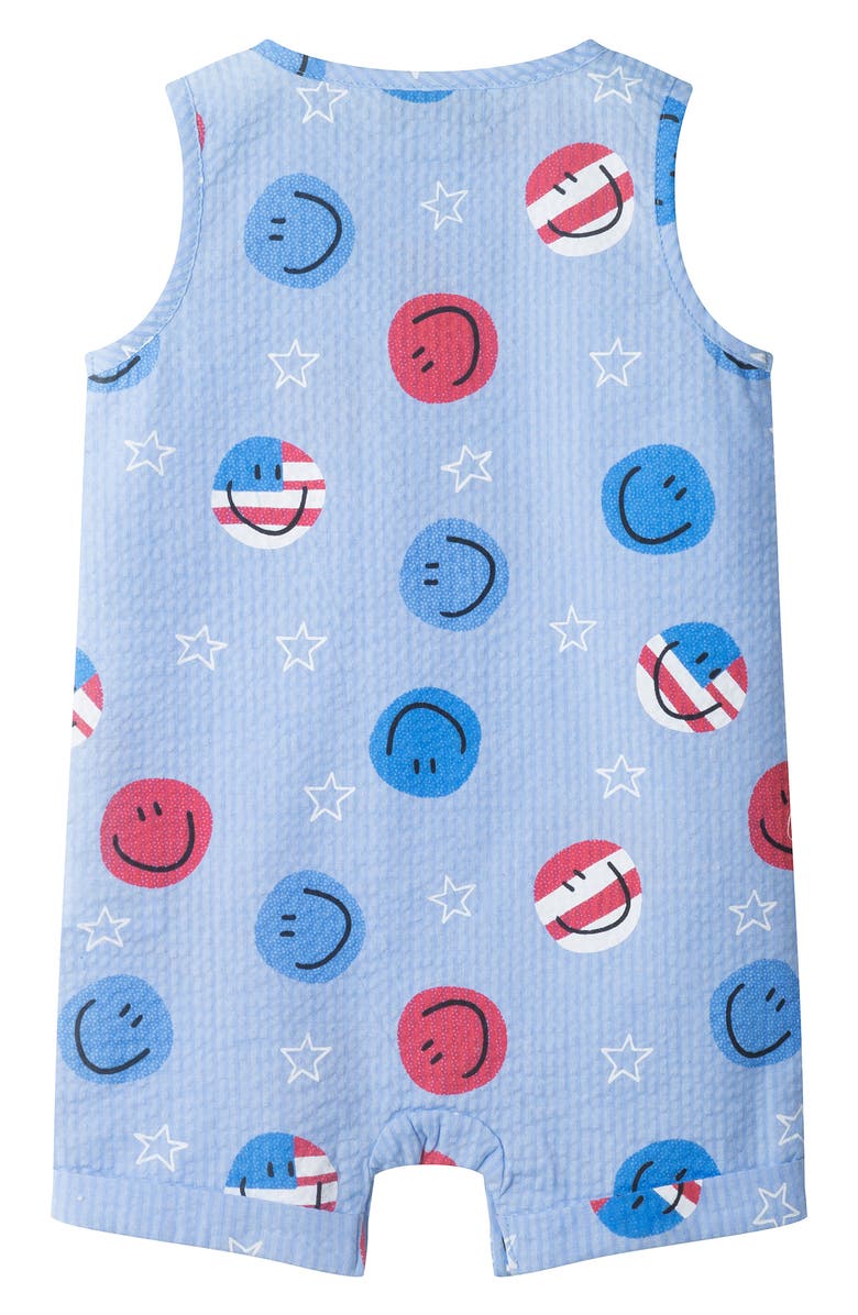 Andy & Evan Cotton Blend Seersucker Romper & Hat Set, Alternate, color, 