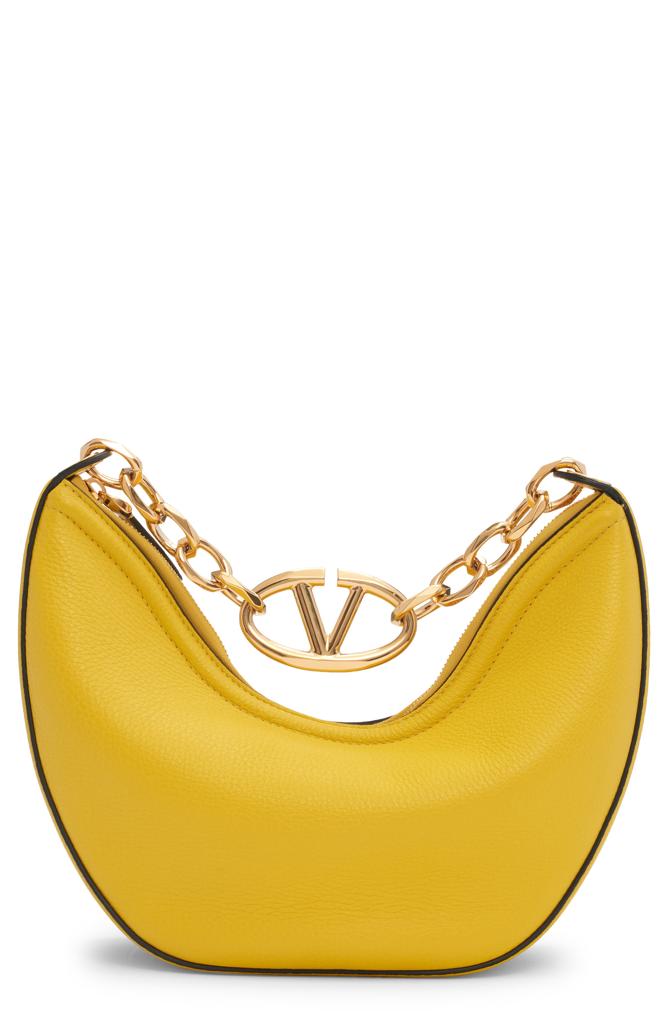 Small VLOGO Moon Hobo Bag with Chain, Main, color, CEDAR YELLOW