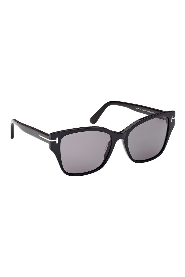 Elsa 55mm Polarized Butterfly Sunglasses, Alternate, color, SBLK/SMKPZ