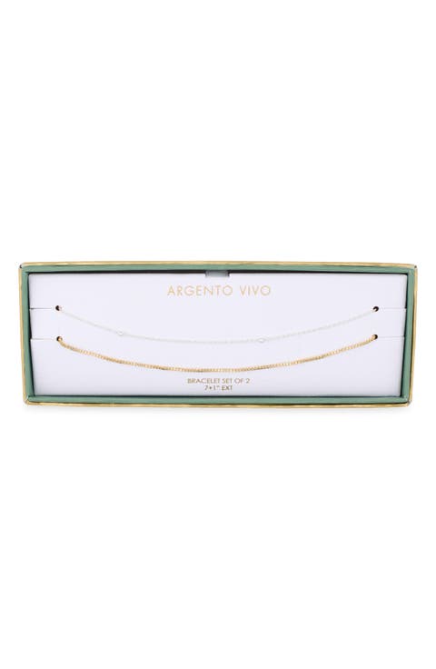 Set of 2 Two-Tone Chain Bracelets