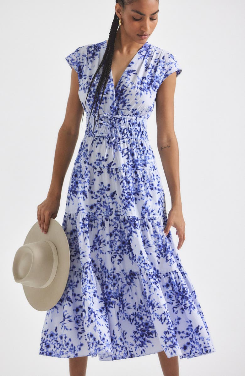 Derek Lam 10 Crosby Fatima Tiered Dress, Alternate, color, Cornflower Multi