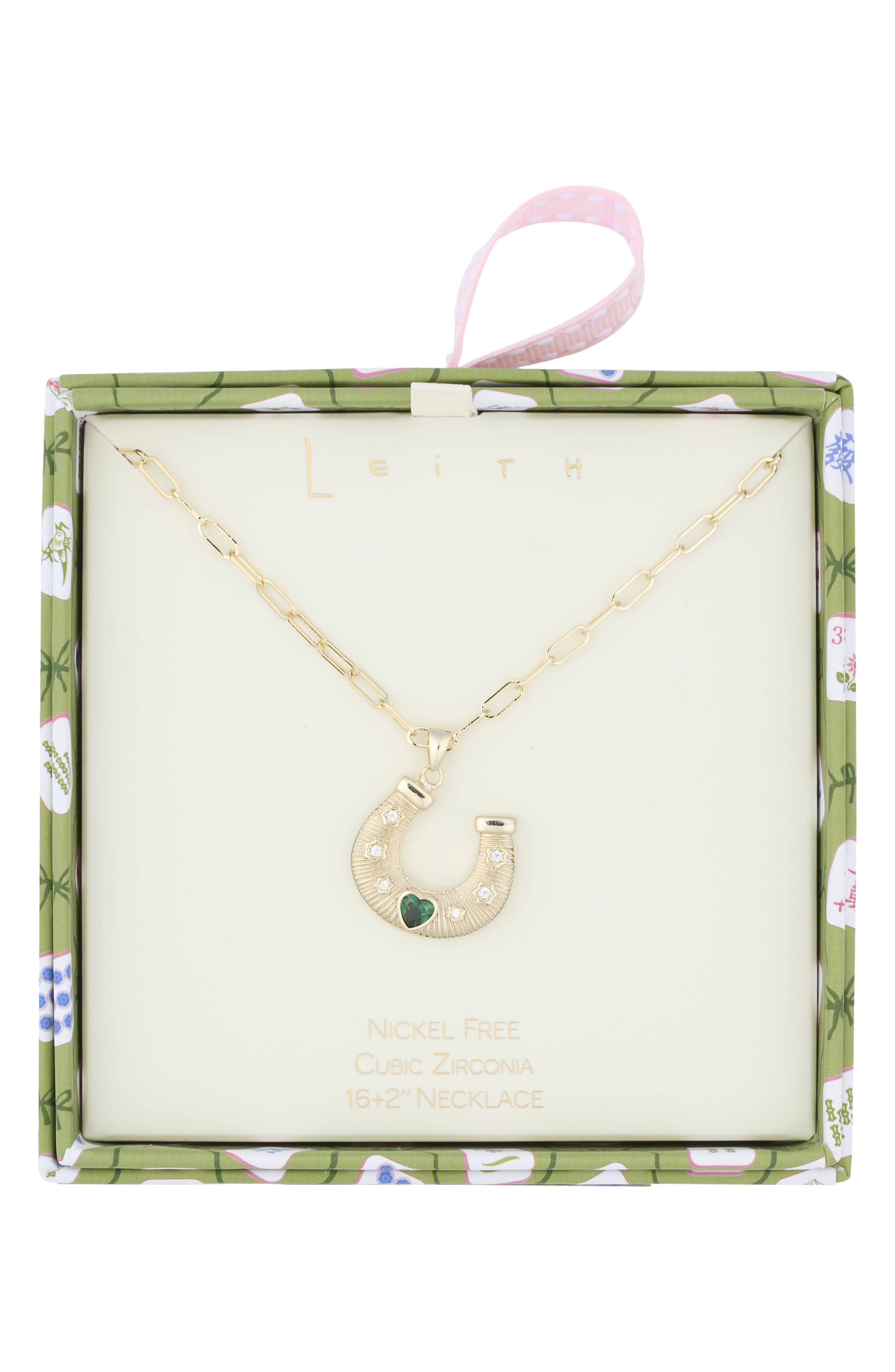 Cubic Zirconia Horseshoe Pendant Necklace