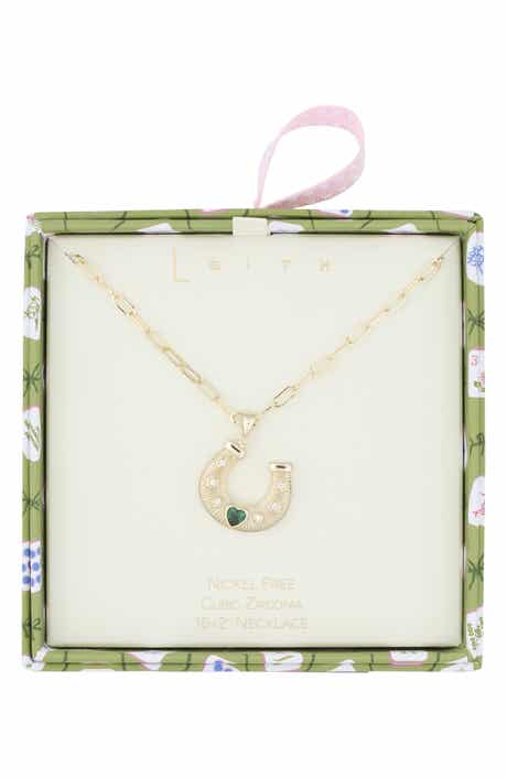 Cubic Zirconia Horseshoe Pendant Necklace