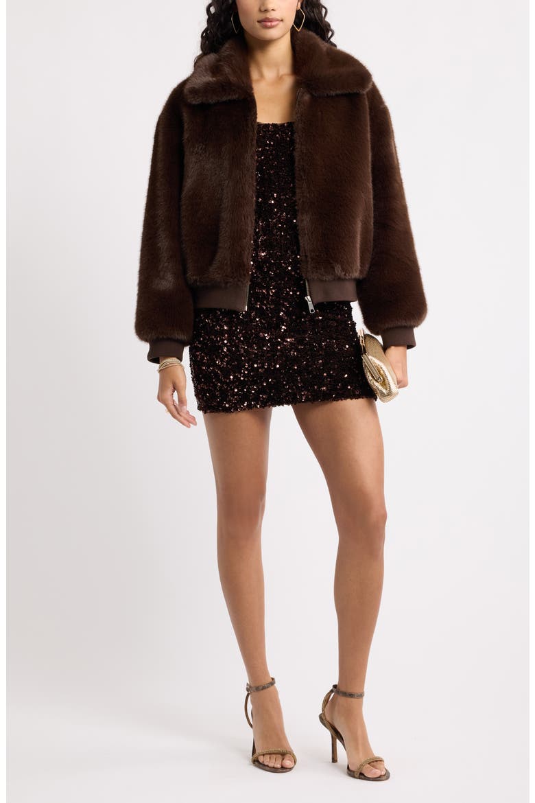Faux Fur Jacket, Alternate, color, BROWN SEAL