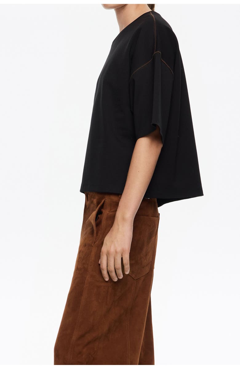 Bimba y Lola Ponte Di Roma T-Shirt With Stitching, Alternate, color, Black