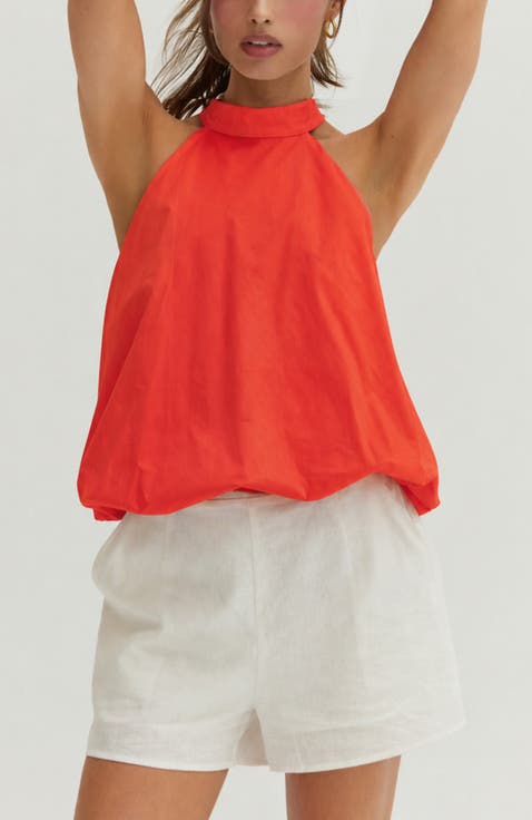 Bubble Hem Poplin Halter Top