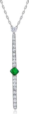 Mindi Mond Reconceived Diamond & Emerald Bar Pendant Necklace
