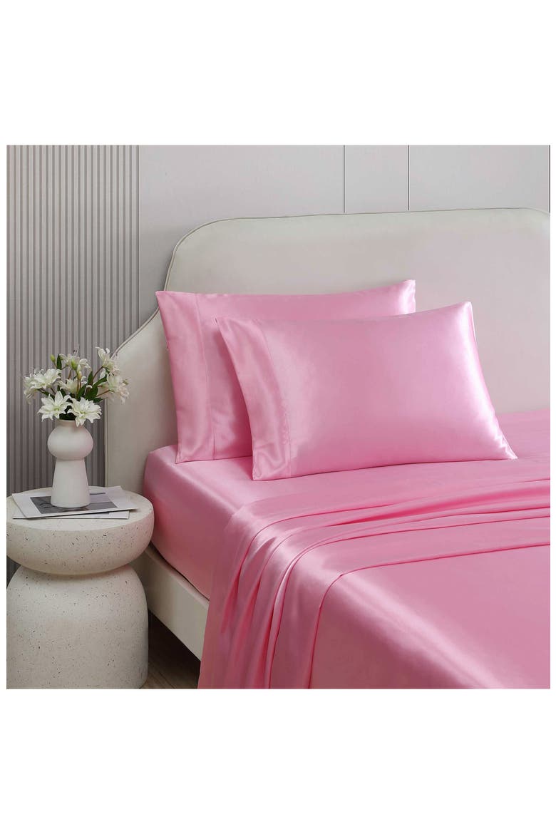 Solid Satin Sheet Set, Alternate, color, PASTEL PINK