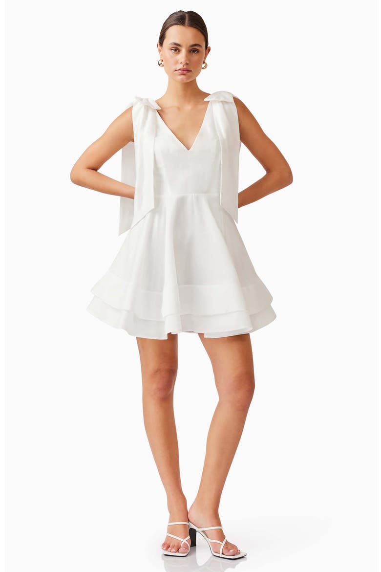 Kalani Bow Shoulder Fit & Flare Minidress, Alternate, color, IVORY