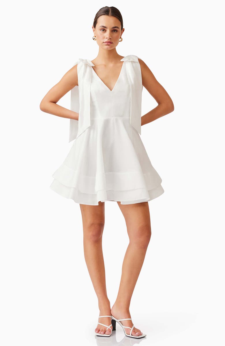 Elliatt Kalani Bow Shoulder Fit & Flare Minidress, Alternate, color, Ivory