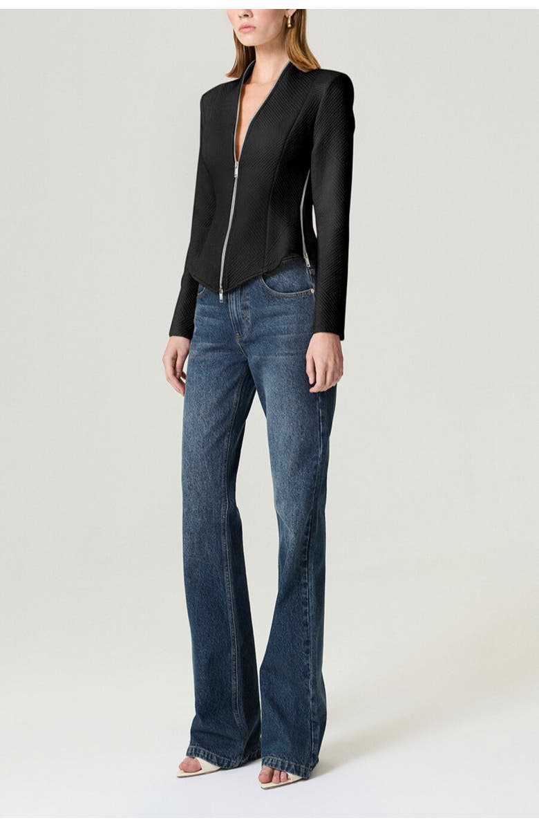 Nocturne Zippered Blouse, Alternate, color, Black