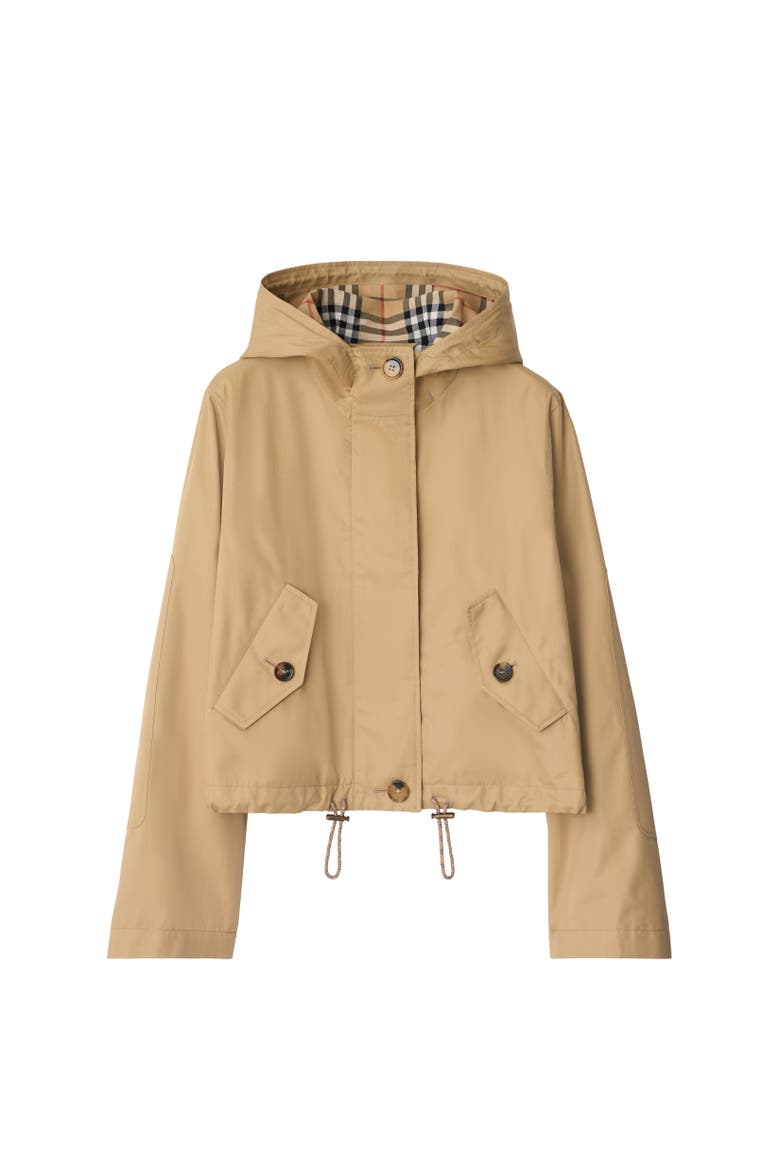 Short Gabardine Parka, Alternate, color, Flax beige