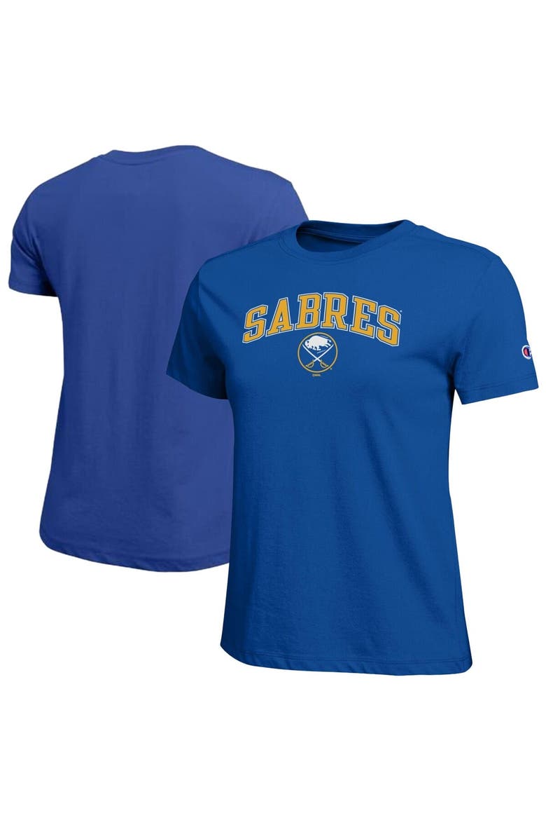 Women's Champion  Royal Buffalo Sabres Arch Mascot Logo T-Shirt, Main, color, Royal