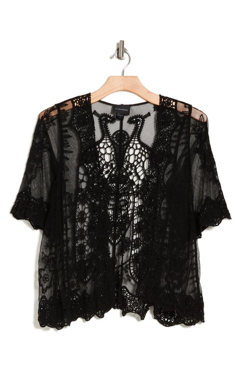 Forgotten Grace Novelty Crochet Lace Topper, Alternate, color, Black