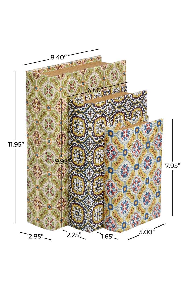 SONOMA SAGE HOME Set of 3 Faux Book Boxes, Alternate, color, Multi Colored