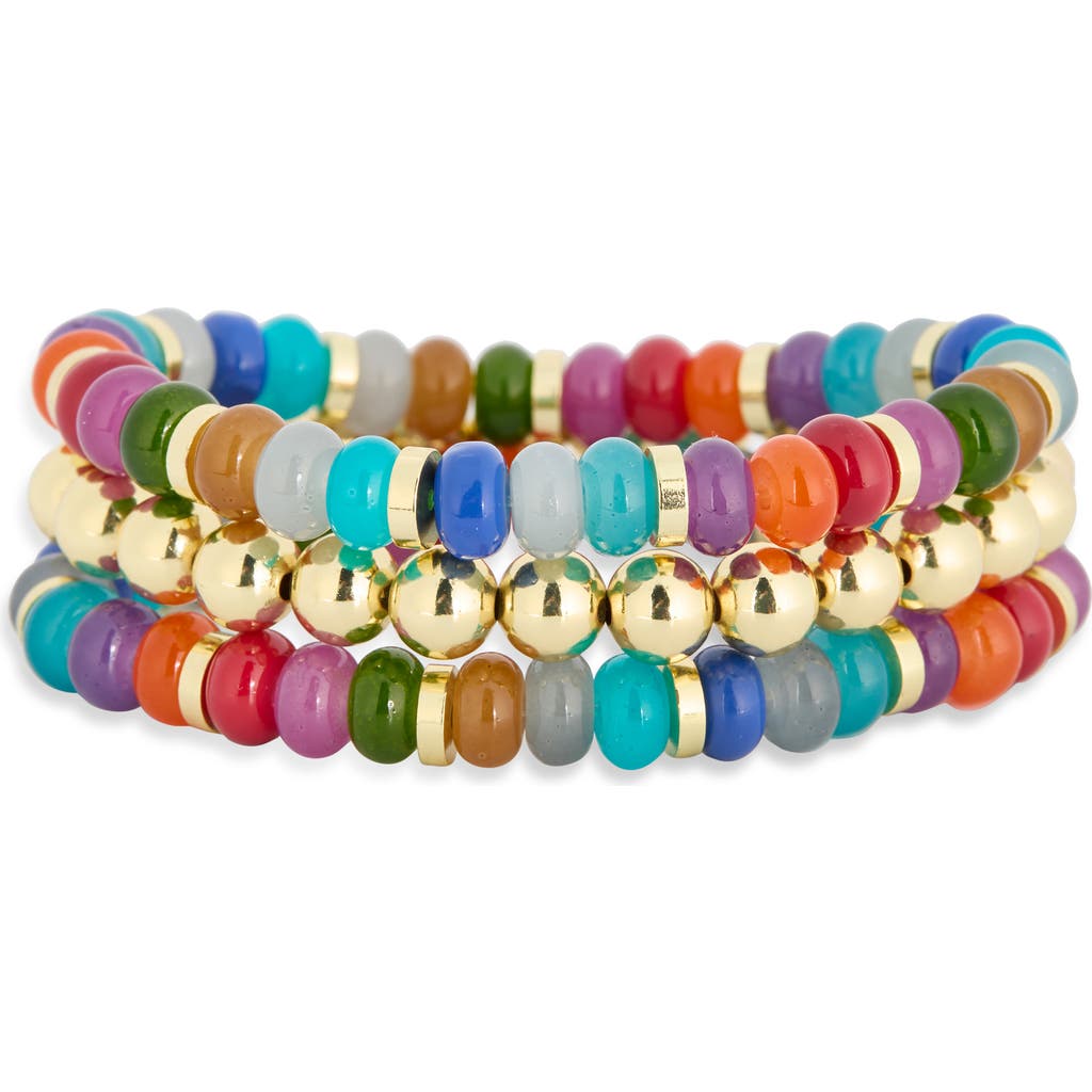 Leith Set Of 3 Beaded Stretch Bracelets In Multi
