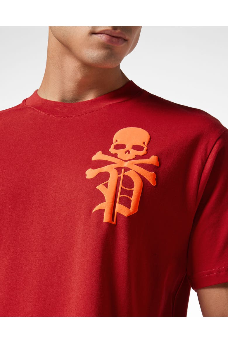 T-Shirt Round Neck Skull&Bones Men, Alternate, color, red