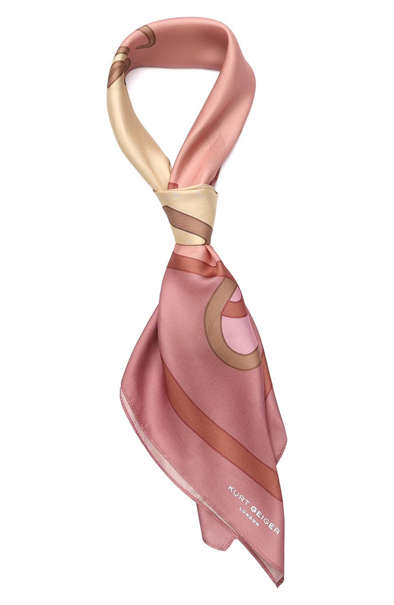Kurt Geiger London Script Silk Square Scarf, Alternate, color, Pink