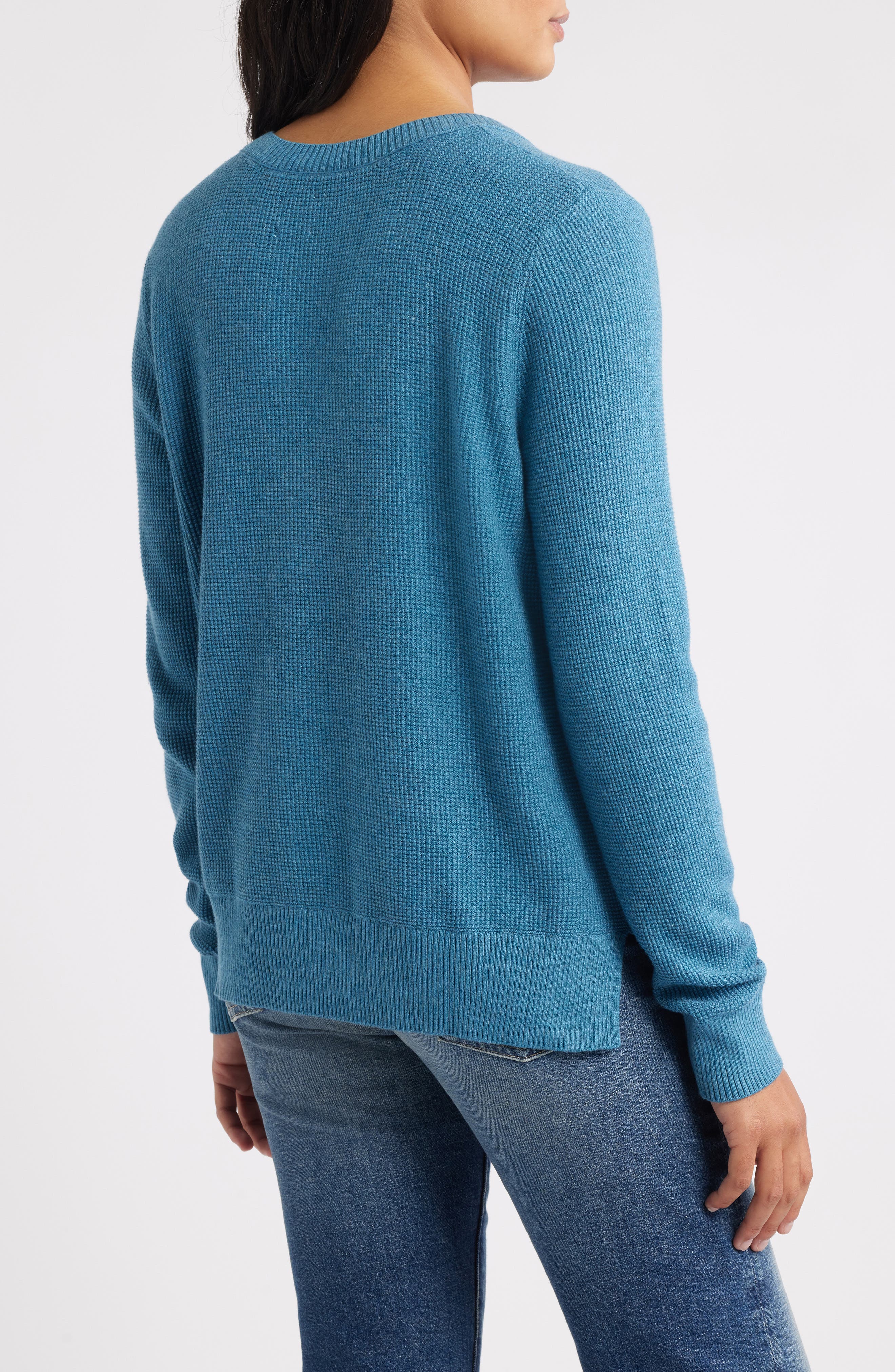 Waffle Stitch V-Neck Sweater - image 2