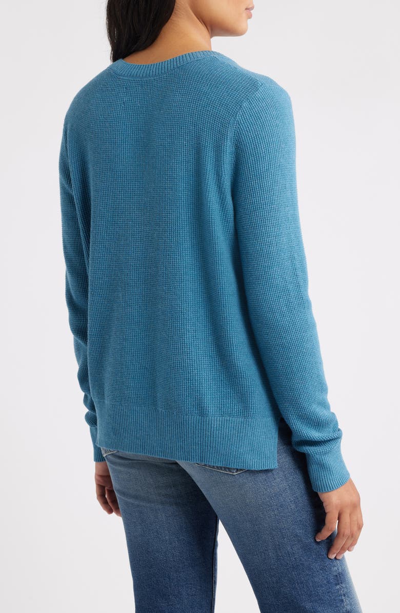 NIC+ZOE Waffle Stitch V-Neck Sweater, Alternate, color, Peacock